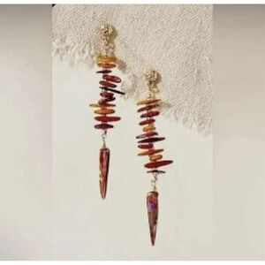 Free People Ariana Ost Sira Dangle Tiered Stone Earrings - NEW